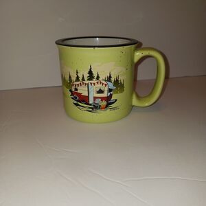 Camp Casual Ceramic Mug Beary Green Vintage-RV Design Cup
